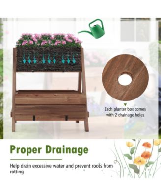 Freestanding Vertical Raised Garden bed with 3 Wooden Planter Boxes