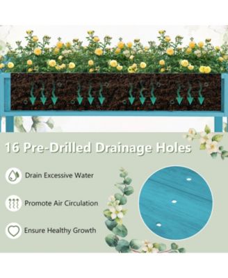 Poly Wood Elevated Planter Box with Legs Storage Shelf Drainage Holes