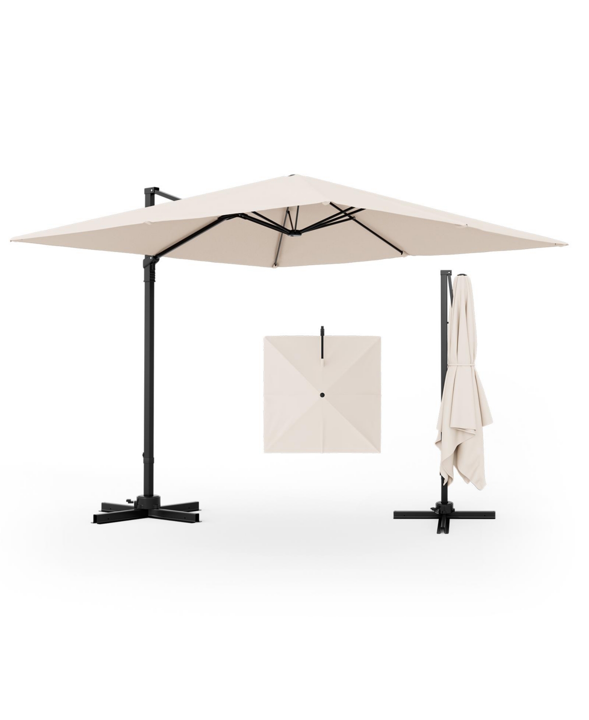 9.5 Feet Square Patio Cantilever Umbrella with 360° Rotation