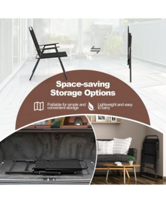 Outdoor Folding Sling Chairs Set of 4 with Armrest and Backrest