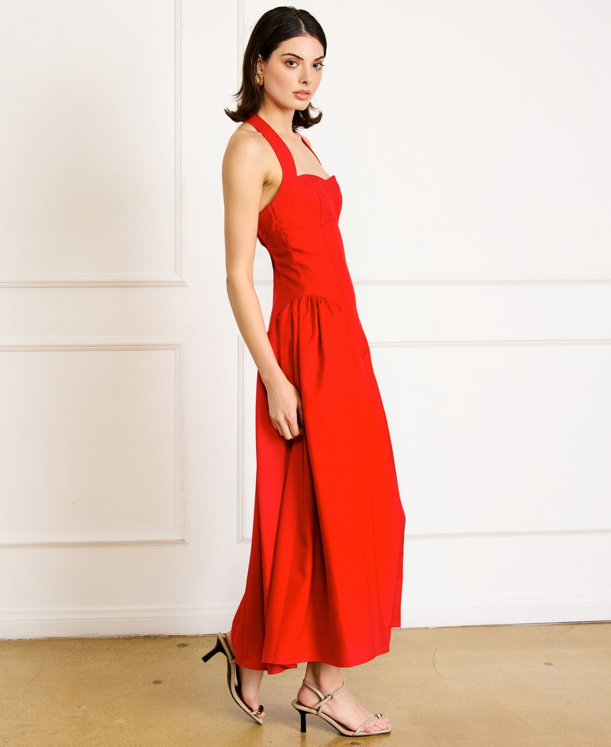 Line & Dot Women's Greta Halter Sleeveless Maxi Dress In Red