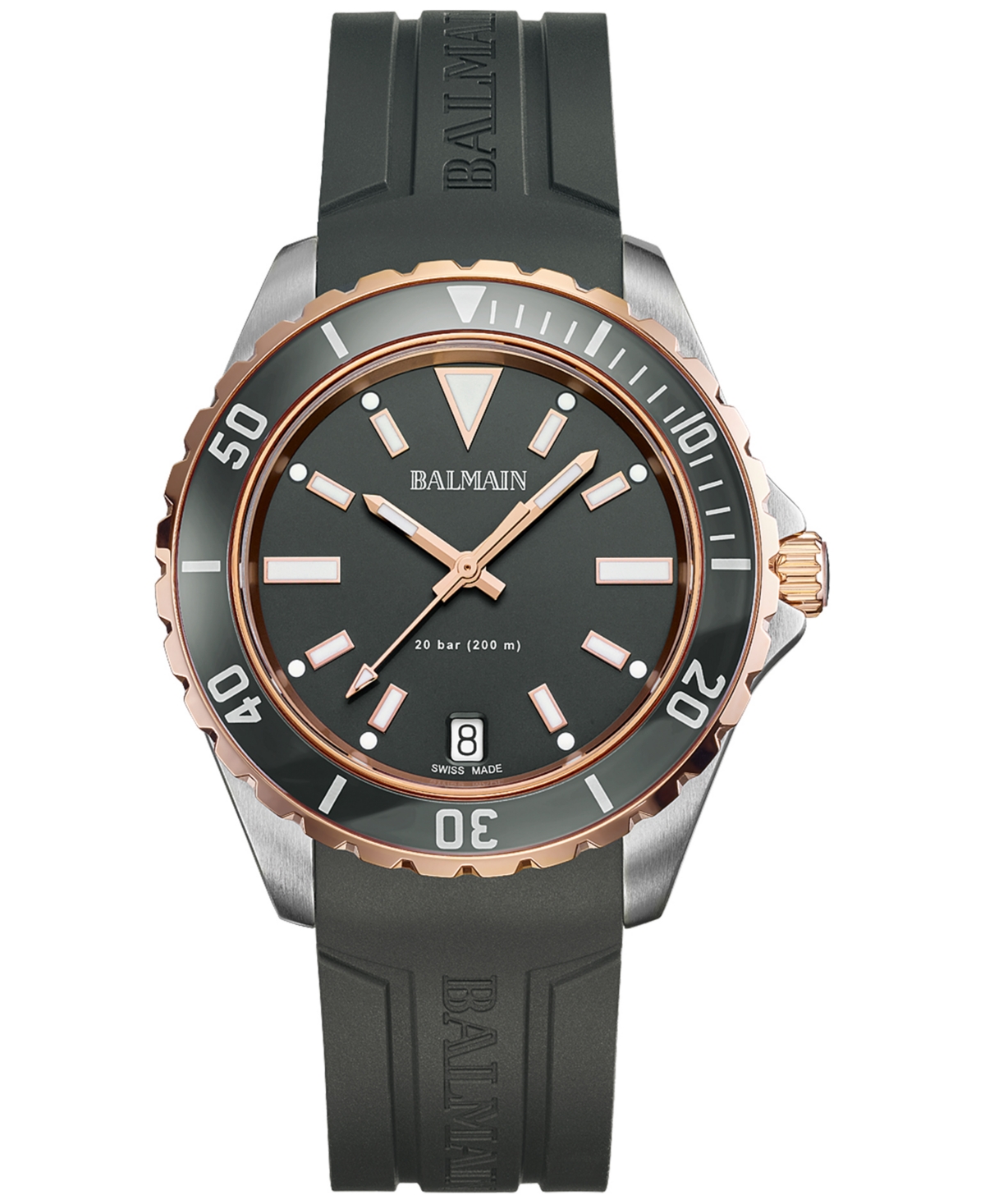 Men's Swiss Ophrys Black Rubber Strap Watch 43mm - Dark Grey