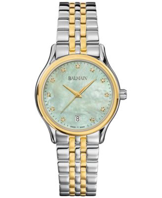 Balmain - Women's Swiss Beleganza Diamond (1/20 ct. t.w.) Two-Tone Stainless Steel Bracelet Watch 32mm