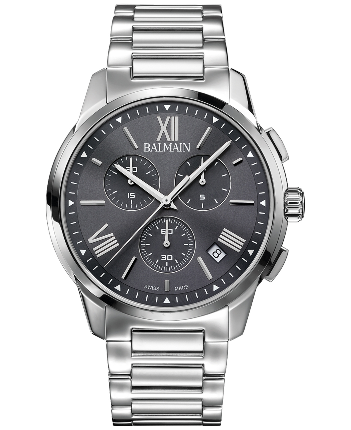 Men's Swiss Chronograph Madrigal Stainless Steel Bracelet Watch 42mm - Dark Grey