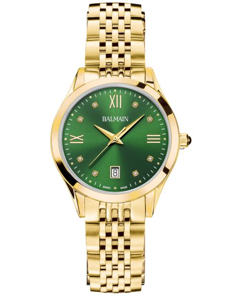 Женские часы Balmain Swiss Classic R Diamond Accent Gold PVD Stainless Steel Bracelet Watch 34mm
