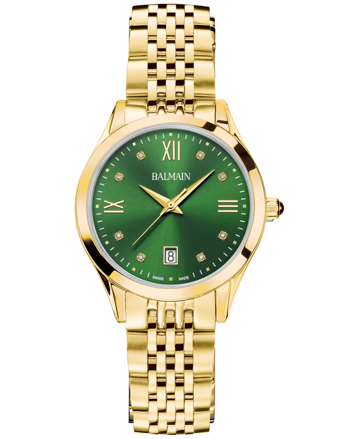 Women's Swiss Classic R Diamond Accent Gold Pvd Stainless Steel Bracelet Watch 34mm - Green