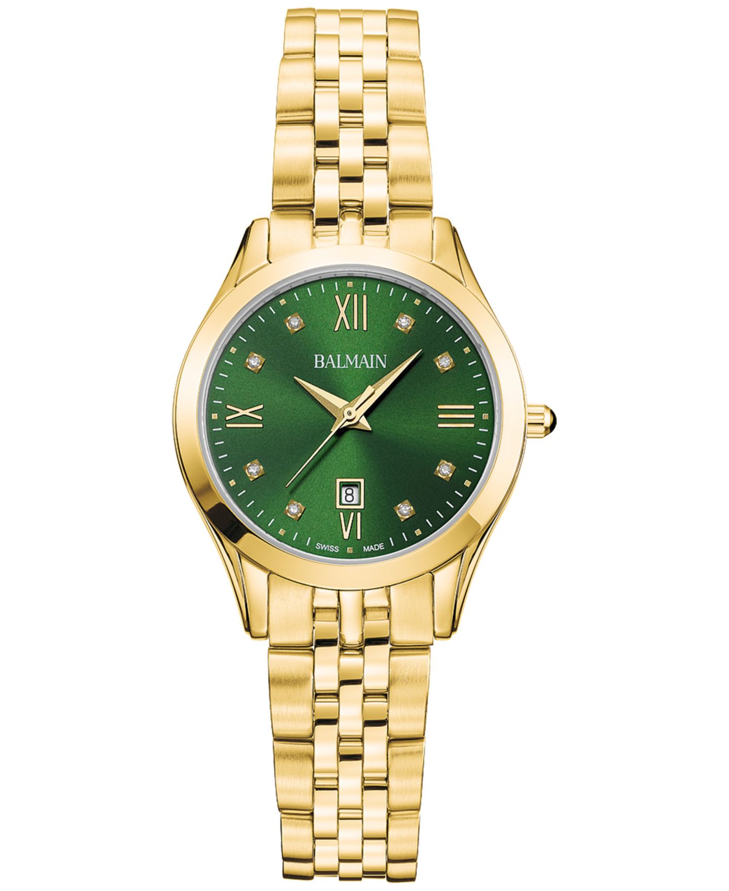 Женские часы Balmain Swiss Classic R Diamond Accent Gold PVD Stainless Steel Bracelet Watch 30mm — фото 1