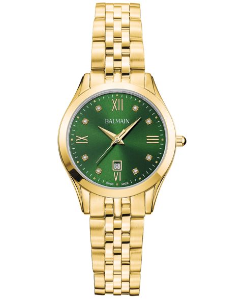 Женские часы Balmain Swiss Classic R Diamond Accent Gold PVD Stainless Steel Bracelet Watch 30mm