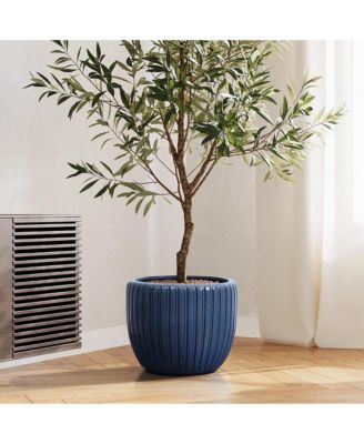 Ribbed Bowl Round Ceramic Decorative Planter Pot