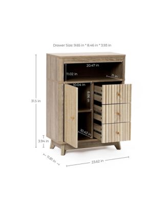 Manufactured Wood Wave-Patterned 3-Drawer 1-Door Bathroom Cabinet
