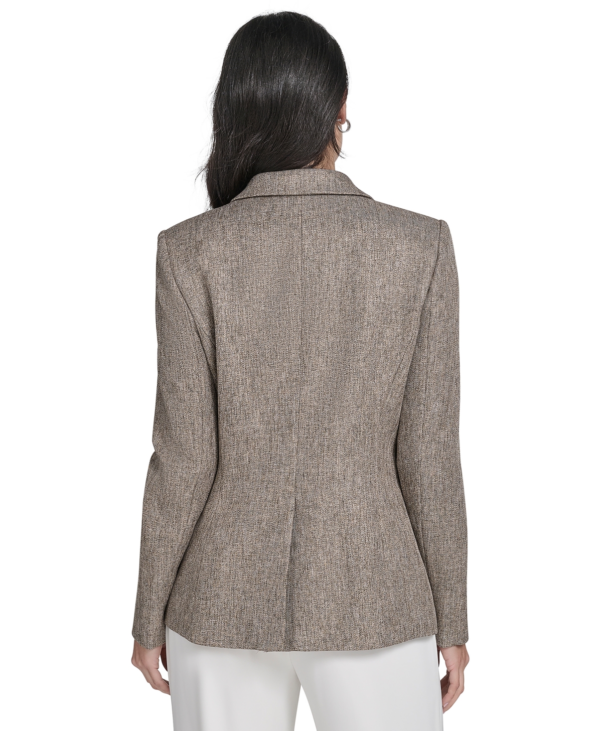 Calvin Klein Women's Textured One-button Jacket In Brown