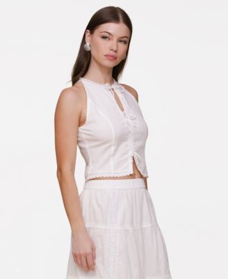 Women's Lace-Up Cotton Halter Top