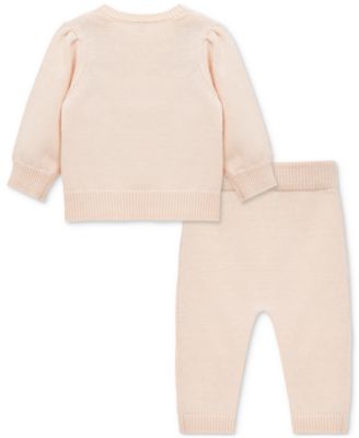 Baby Girls Floral Swag Cotton Sweater & Pants, 2 Piece Set