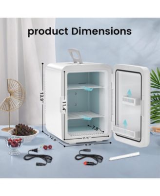 Compact Mini Fridge, 15 Can Portable Small Refrigerator with AC/DC Adapters, 10 Liter / 2.6 Gal Small Cosmetics Cooler for Beverage,  Skincare