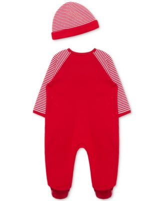 Baby Cotton Train Gift Footed Coverall & Hat, 2 Piece Set