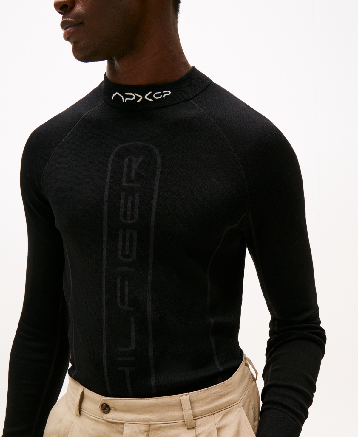 Tommy Hilfiger Apxgp Collection Mockneck Sweater In Black