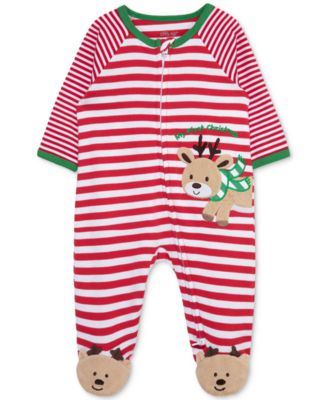 Little Me - Baby Reindeer Striped Footed Coverall