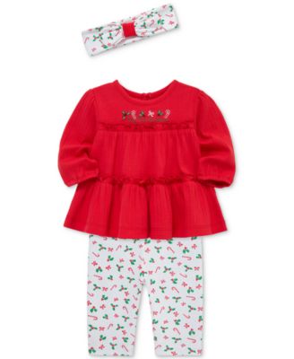 Baby Girls Cotton Candy Cane Tunic, Headband & Leggings, 3 Piece Set