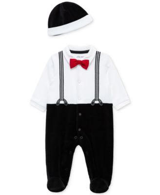 Little Me - Baby Boys Party Footed Coverall & Hat, 2 Piece Set