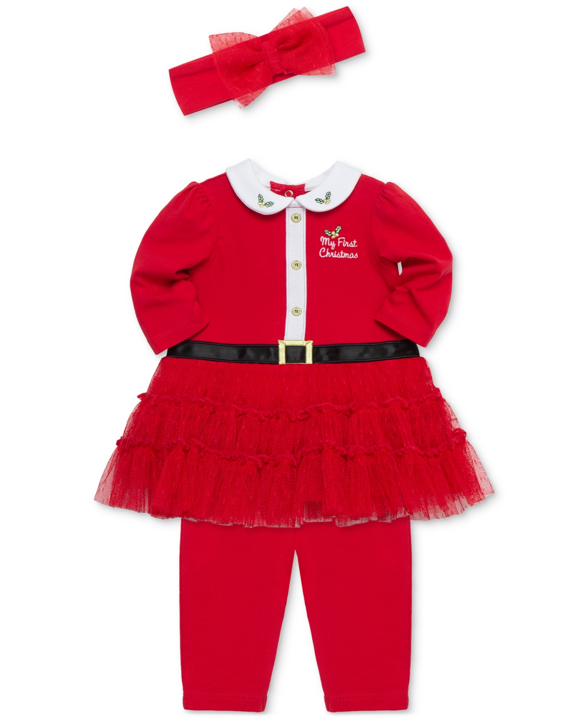 Little Me Baby Girls Santa Tutu Dress, Headband & Leggings, 3 Piece Set