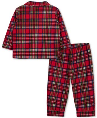 Baby Boys Plaid Coat-Style Pajama Top & Pants, 2 Piece Set