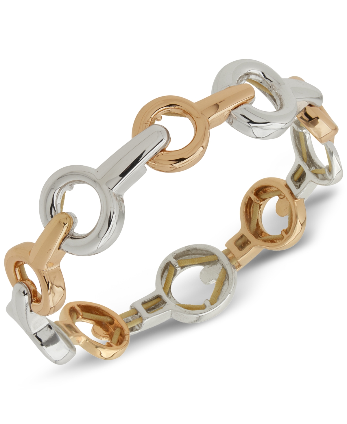 Two-Tone Linked Ring Stretch Bracelet - T-TONE
