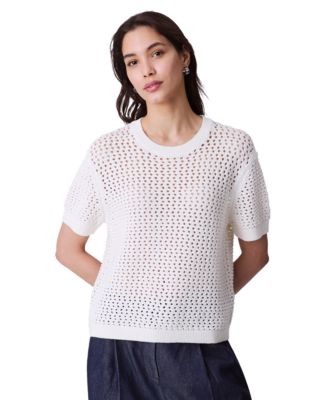 Calvin Klein Jeans - Women's Cotton Open-Stitch Short-Sleeve Sweater