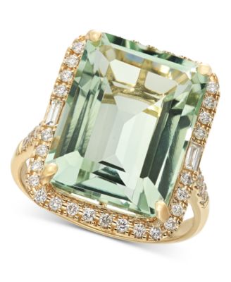 EFFY&reg; Amethyst (10-3/4 ct. t.w.) & Diamond (3/8  ct. t.w.) Halo Ring in 14k Gold (Also available in Citrine, Green Quartz & Black Onyx)