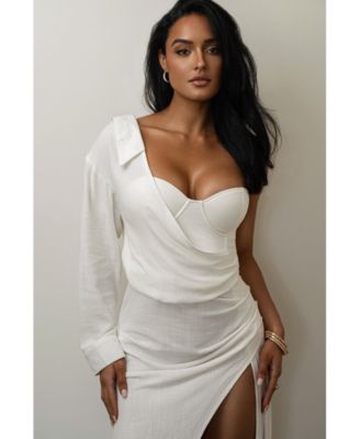 Women's Evita Linen Draped Dress