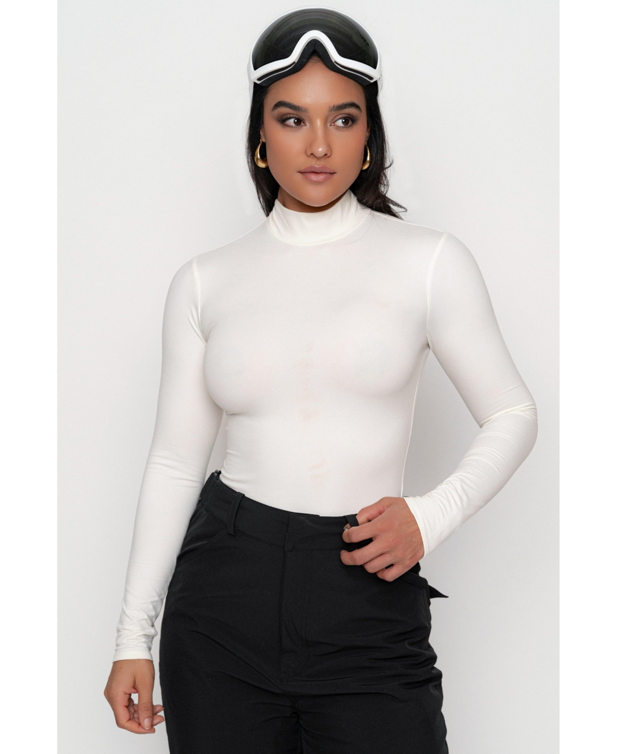Women's Turtleneck Long Sleeve Top - Milk