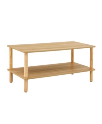 Modern 2-Tier Living Room Coffee Table with Open Shelf and Durable Legs