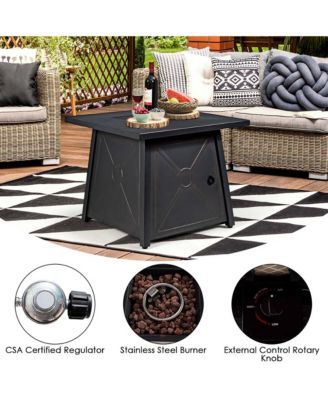 7PCS Patio Rattan Furniture Set Fire Pit Table Cover Cushion