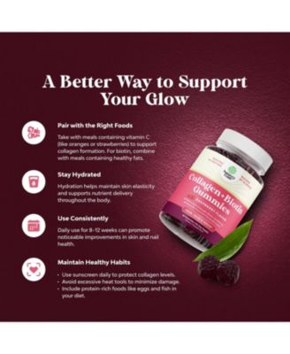 Collagen + Biotin Gummies | Extra Strength Biotin Collagen Supplement | for Hair, Skin, & Nails for Women | Raspberry Flavor | 90ct