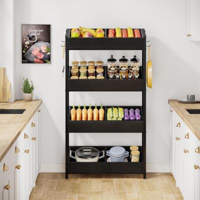 Wood Fruit and Vegetable Basket Stand Rack for Kitchen, Store, Supremarket