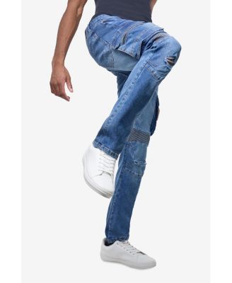 Men's Slim Fit Moto Rip Repair Cargo Jeans
