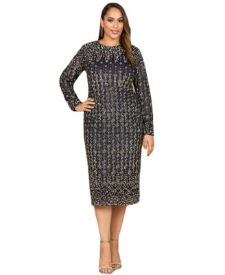 Women's Beaded Midi Dress with Long Sleeves