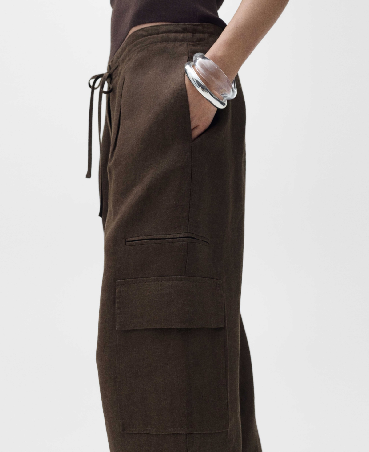 Shop Mango Women's Linen Cargo Pants