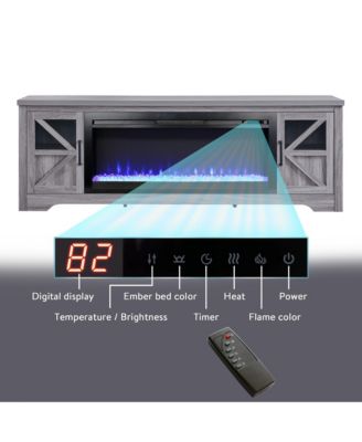 75" Fireplace TV Stand for TVs up to 80",with 44" Electric Fireplace
