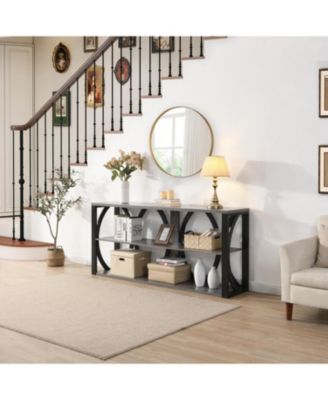 70.87" Entryway Table with Storage Industrial Console Table