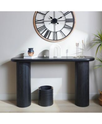 Streamdale Black Fluted Console Table - 56" Entryway/Sofa Table for Living Room
