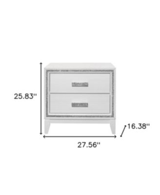 2-Drawer Faux Crystal Bling Nightstand – Glam Bedside Table with Storage