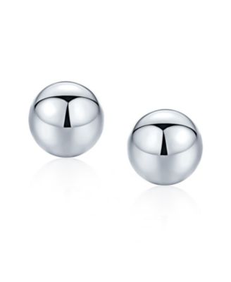 Minimalist Plain Simple Round Bead Ball Tragus Cartilage Stud Earrings Shiny Polish .925 Sterling Silver