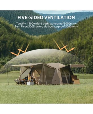 Village Camping Tent,4/6/8 Person Tents for Camping, 60S Easy Setup Instant Tent for Family Camping, Car Camping