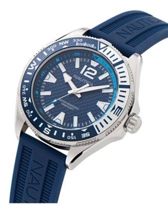 Men's Analog Blue Silicone Watch, 48mm