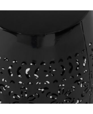 Simplie Fun Modern Barrel Side Table with Lace Cut Design