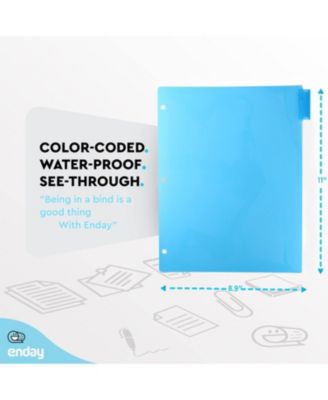 Binder Dividers with Tabs, 8 Dividers for 3 Ring Binder Standard Index Folder Dividers, Plastic Multicolor Dividers with White Insertable Tabs – by Enday