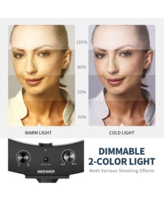 20-inch LED Ring Light Kit for Makeup YouTube Video Blogger Salon - Adjustable Color Temperature with Battery or DC Power Option, Battery, Charger, AC Adapter, Phone Clamp and Stand Included