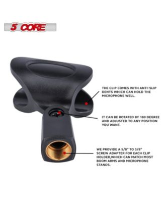 Microphone Clip Holder 2 Pieces with Screw Adapters 5/8 to 3/8 Inch