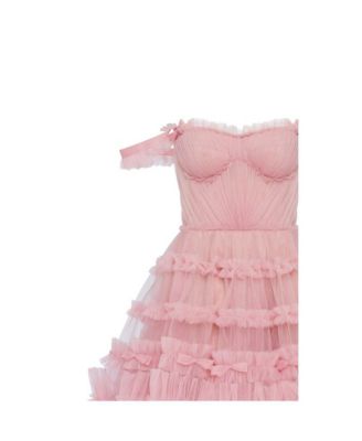 Women's Flirty ruffled tulle mini dress in misty rose