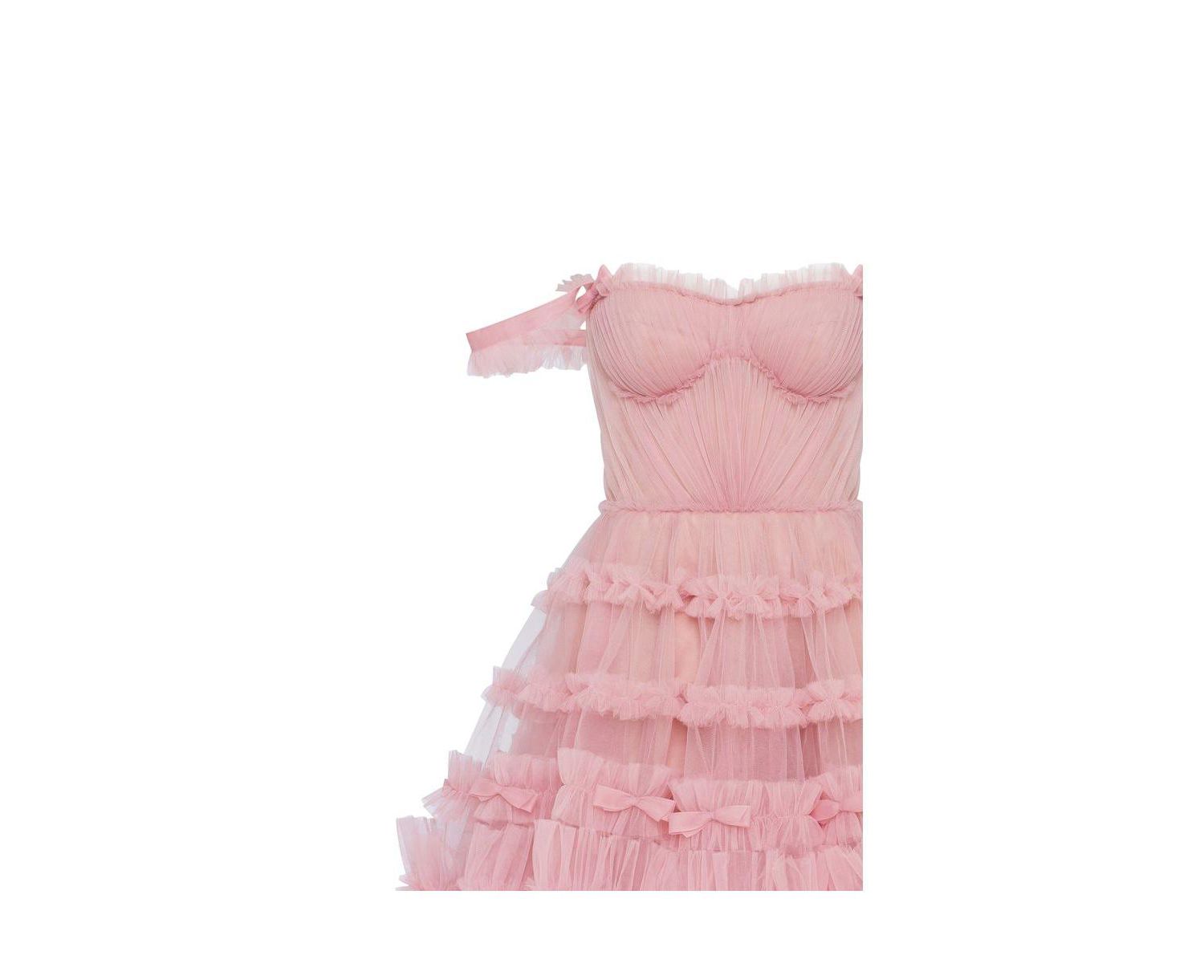 Women's Flirty ruffled tulle mini dress in misty rose